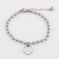 TEM26  Fashion  Stainless Steel Heart-shaped Pendant and Round Bead Bracelet Bangle Bague Femme for Woman Gift