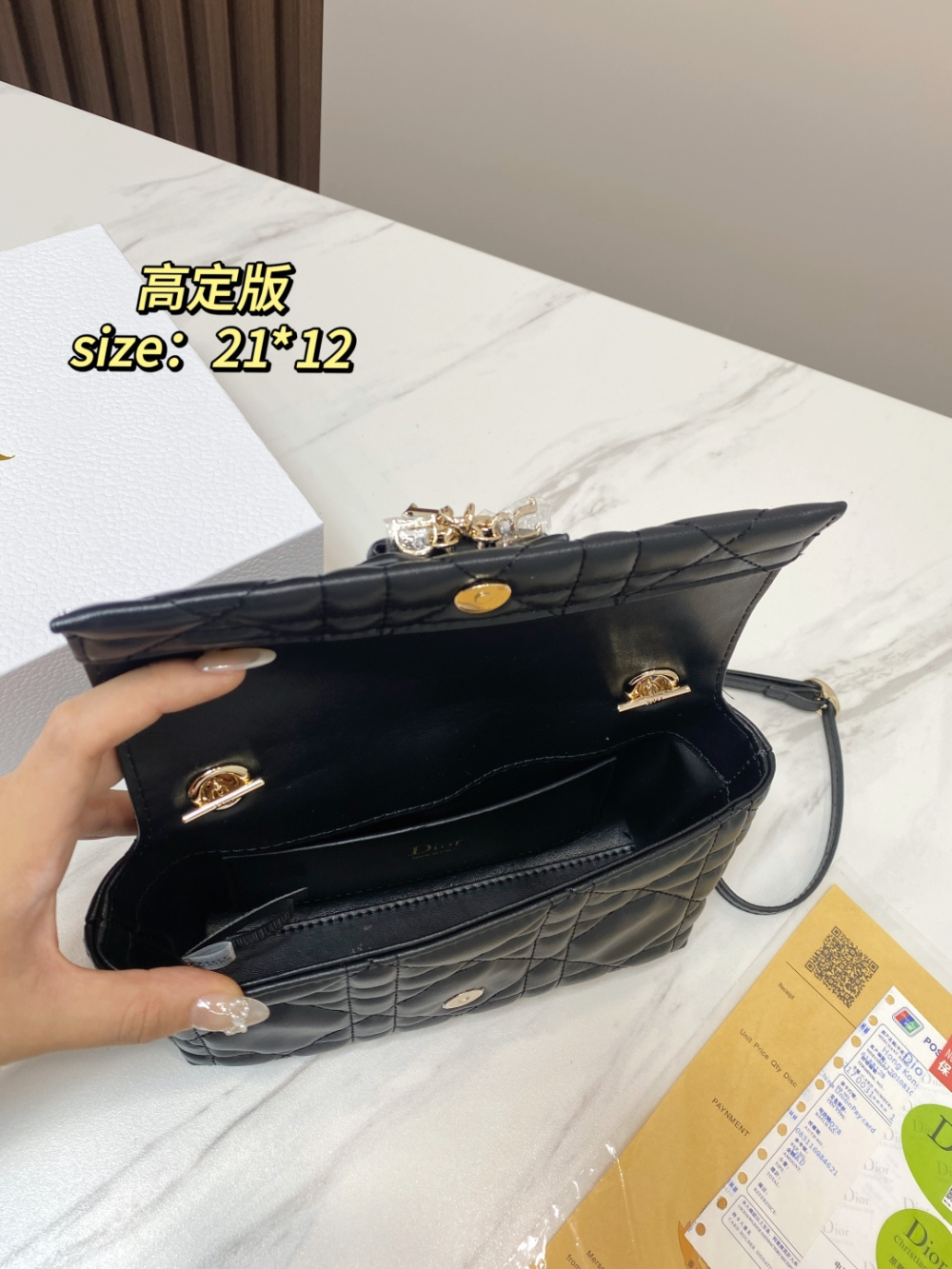 DEM361 New arrive fashion black white  red blue khaki  pink yellow color bag for woman beautiful gift to choose size 21*12cm