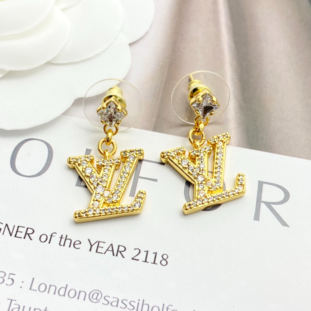 LEM393 New Arrive Fashion Gold Color  Full Diamond Earring  for Woman Jewelry Beautiful Jewelry To Choose Gift No with Box