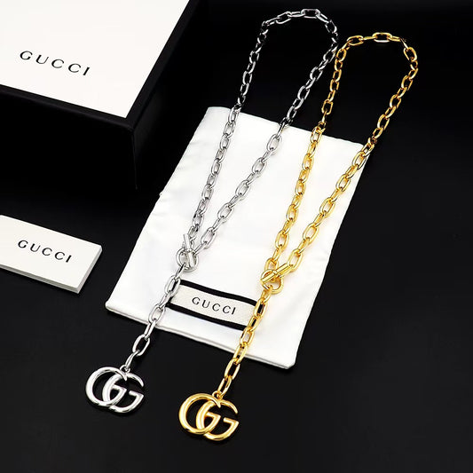 GEM151 New Arrive  Silver and Gold Color Necklace Fashion Design Charm for Women Jewelry 45cm Long