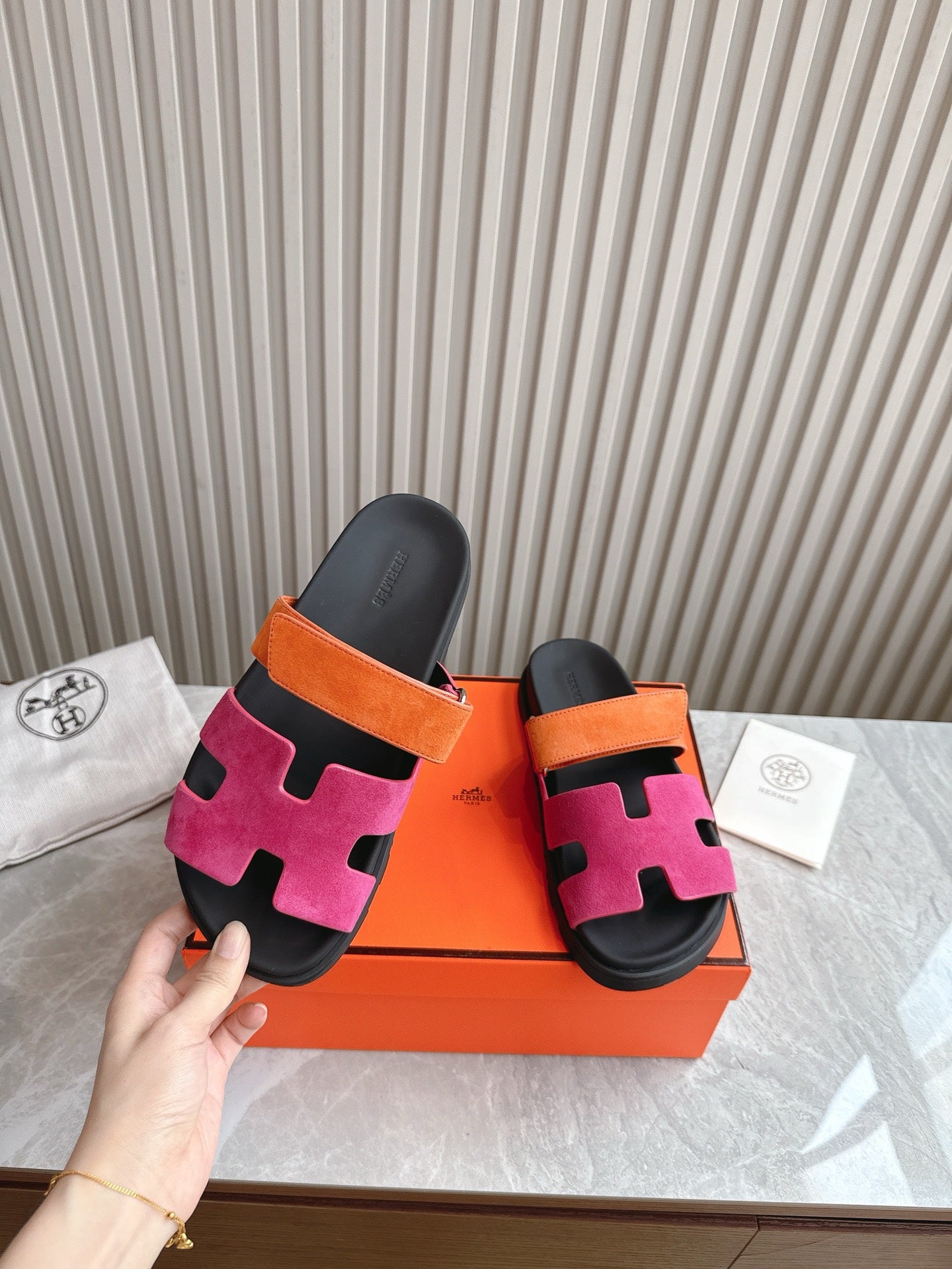 HEM101 Designer women Slippers sandals shoes for women mix color shoes high quality size 35 to 42
