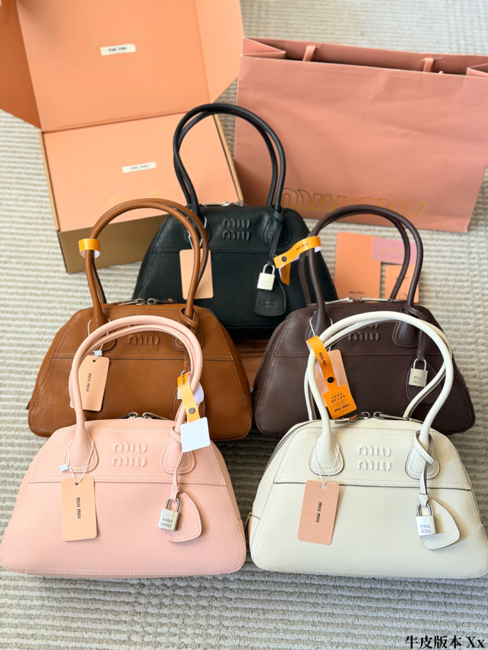 MIU08  New arrive fashion black brown pink white coffee bag for woman hands bag beautiful gift to choose gift   32*22cm