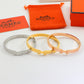 HEM72 New arrive Fashion  Stainless Steel Wedding gold silver color H bracelet bangle Bague Femme for woman gift