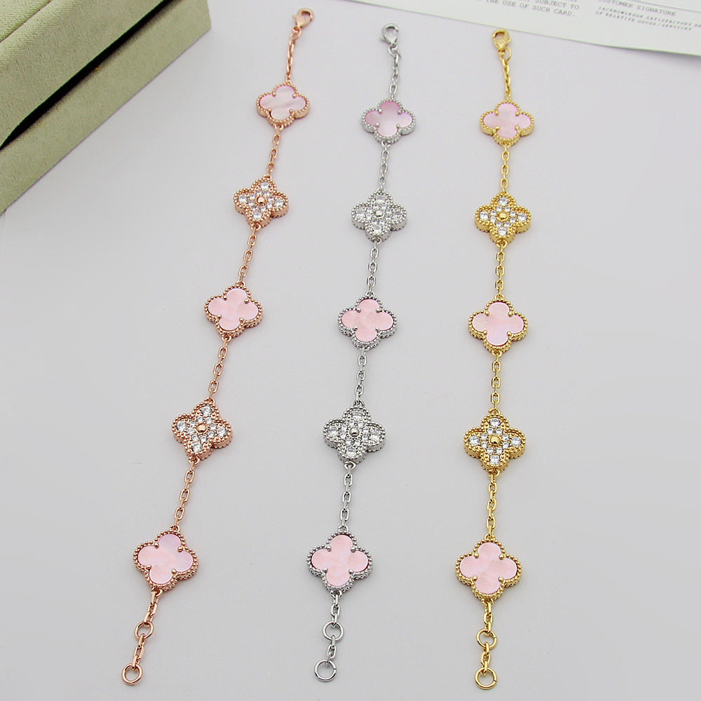 VEM32 Hot Sale Fashion 18k Akin Gold 4 Flowers Bracelet&bangle for Woman Size Jewelry Gift
