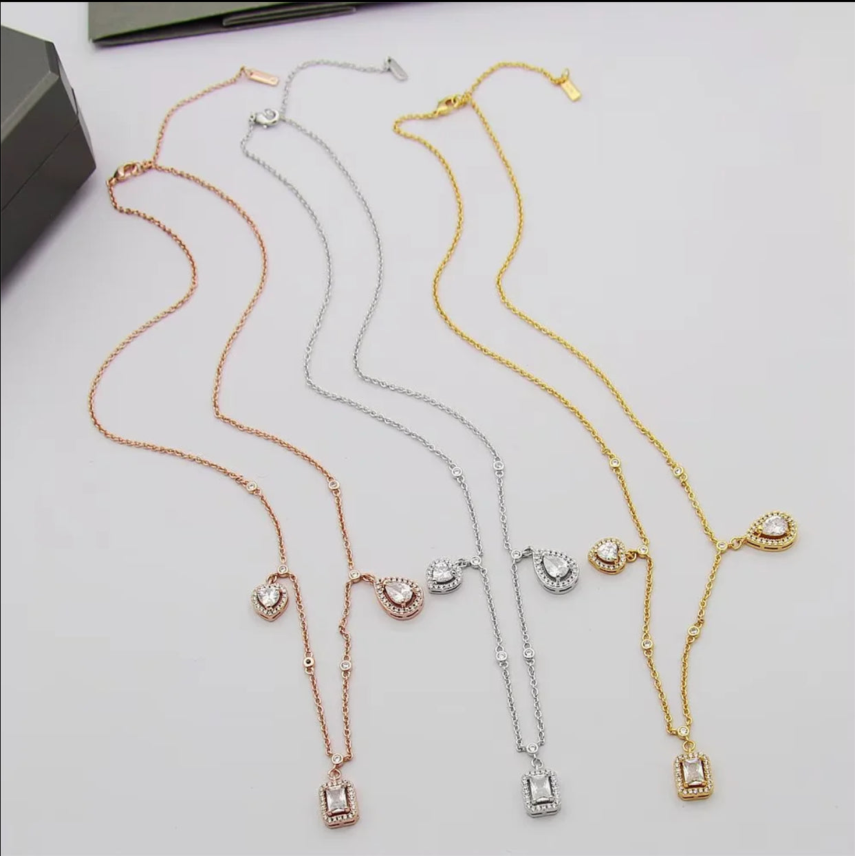 MEM17 Hot Sale Fashion Water-drop Full Diamond Necklace for Woman Size Jewelry  for Woman Gift