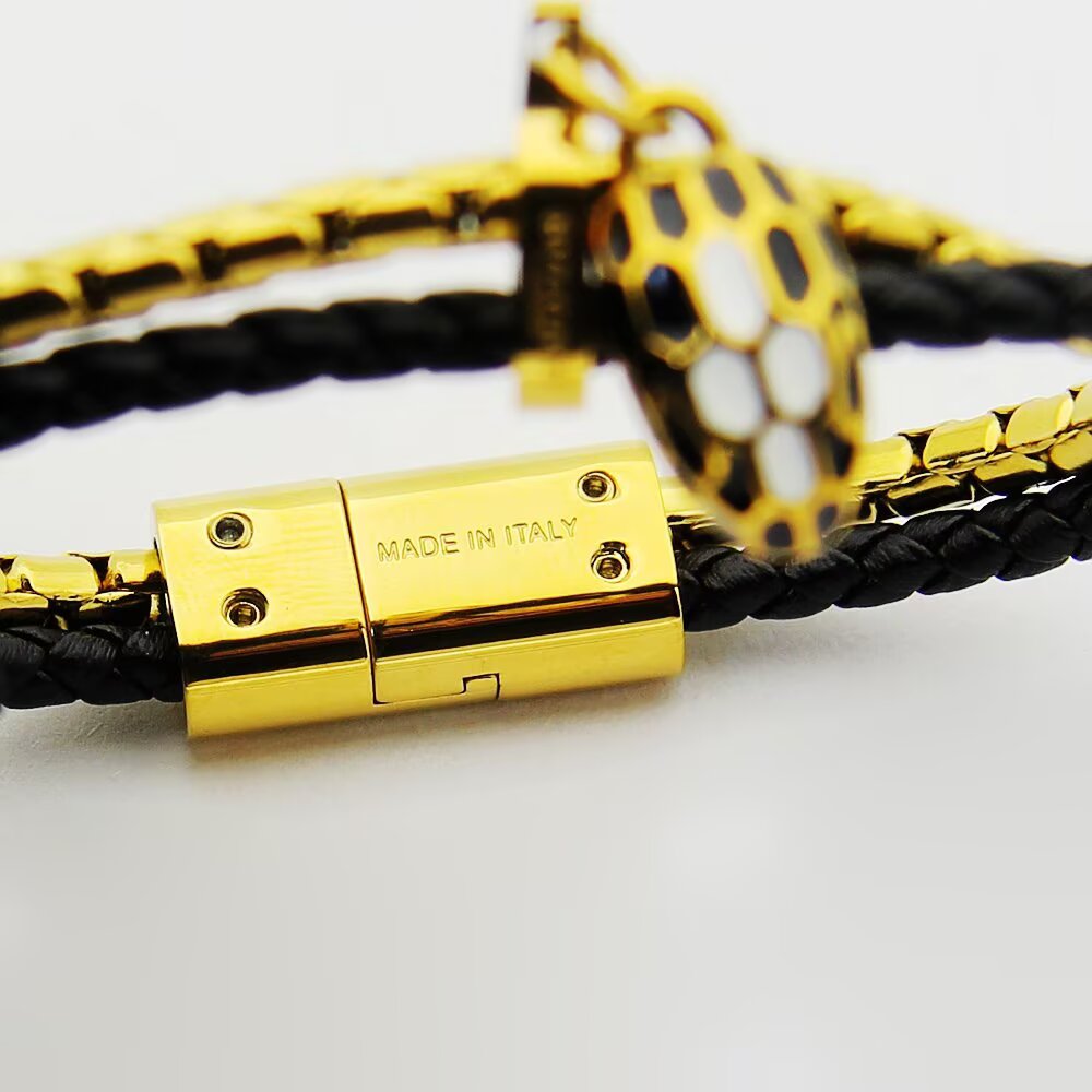 BEM30 Luxury Designer Jewelry Leather 18K Gold Plated Stainless steel women men Bracelets bangles Wedding Gifts