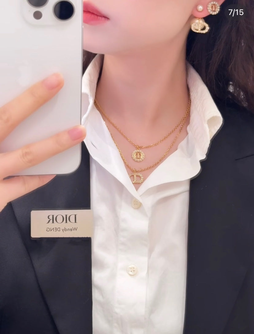 DEM288  New Arrive Fashion  with Diamond Stars Pearl  Necklce for Woman Brass Material Jewelry To Choose Gift