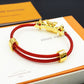 LEM389  New Fashion Open Flower Red Bracelet Metal Letter Wristband Bracelet Couple Accessories for Woman