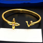 LEM364  New Arrive Fashion Four-leaf Flower-shaped Diamond Open Bracelet Metal Letter Wristband Bracelet Couple Accessories for Woman