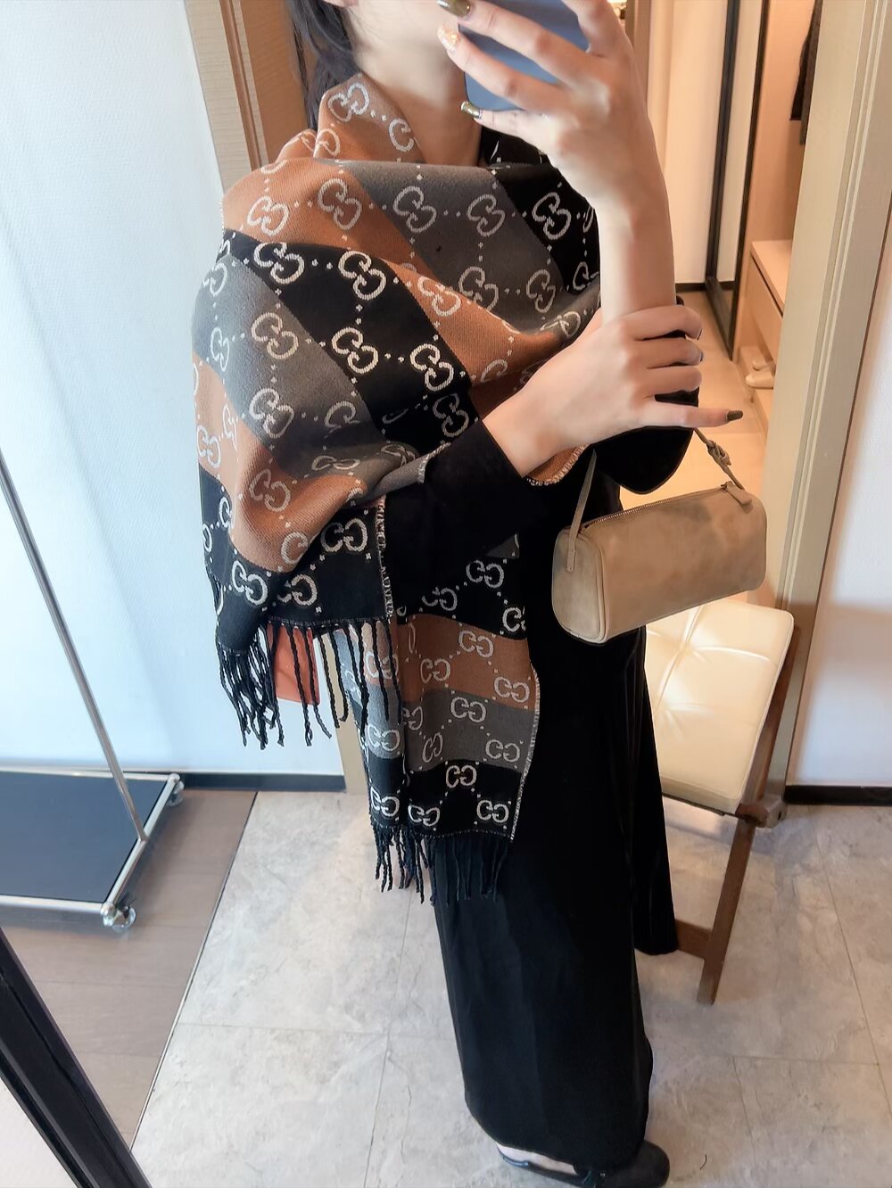 GEM110 designer head scarf womens wool scarf cashmere thick shawl Women's long winter wool cashmere shawl Headscarf fringe fashion new style 45*180cm