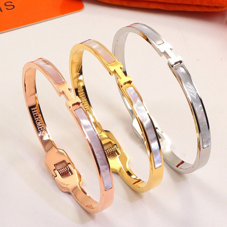 HEM80 New arrive Fashion  Stainless Steel Shell bracelet gold silver color bracelet bangle Bague Femme for woman gift