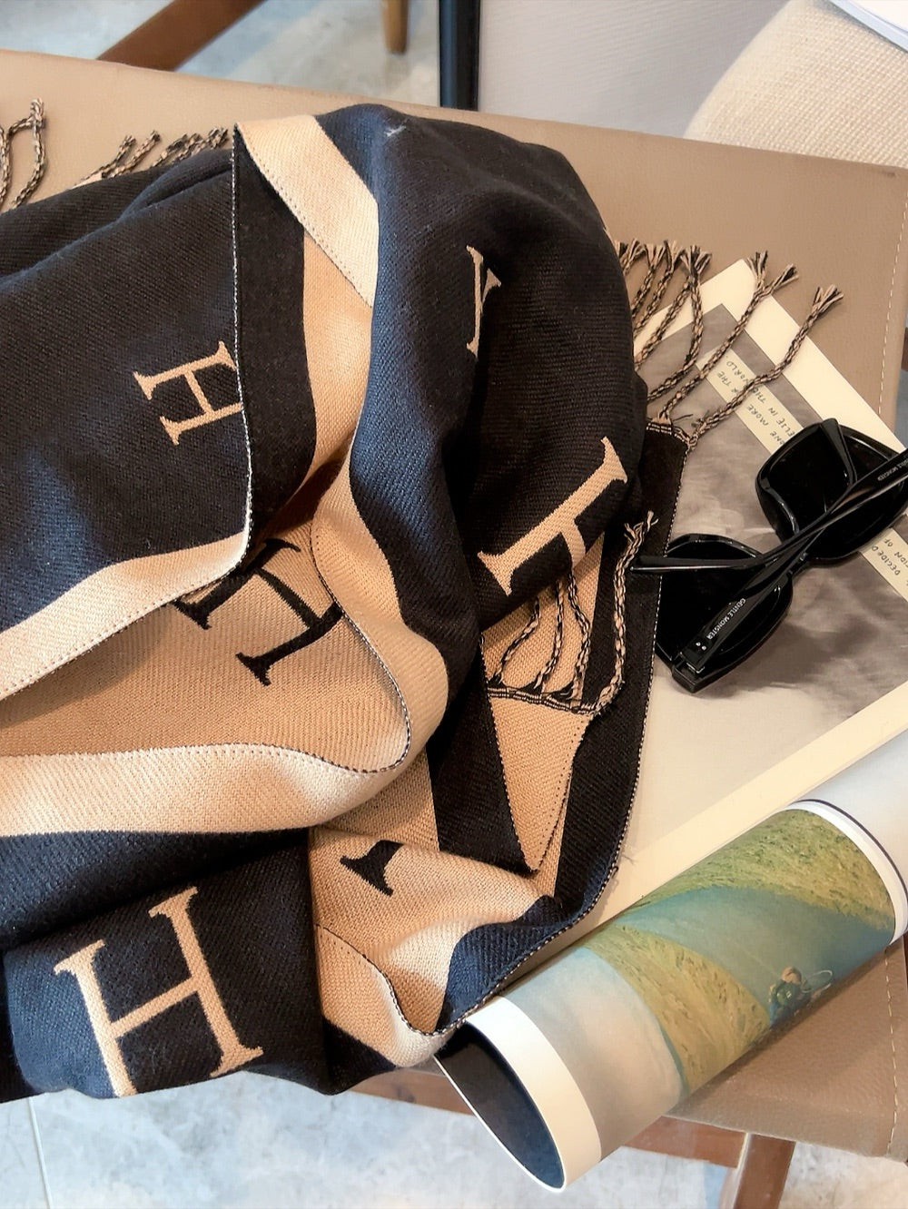 HEM68 Winter Scarf Pashmina For Designers warm Scarfs Fashion Classic Women Designer Brand Cashmere Winter Scarf Wrap 180cm scarf for women Size 65*180CM