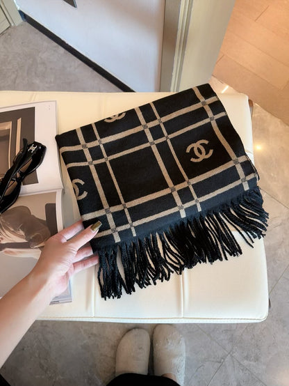 CEM177 Designer Scarf Silk wool viscose fiber Cotton Blend Women Fashion Silks Scarf Designers Scarves luxury Silk color-blocking fringed edges