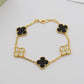 VEM32 Hot Sale Fashion 18k Akin Gold 4 Flowers Bracelet&bangle for Woman Size Jewelry Gift