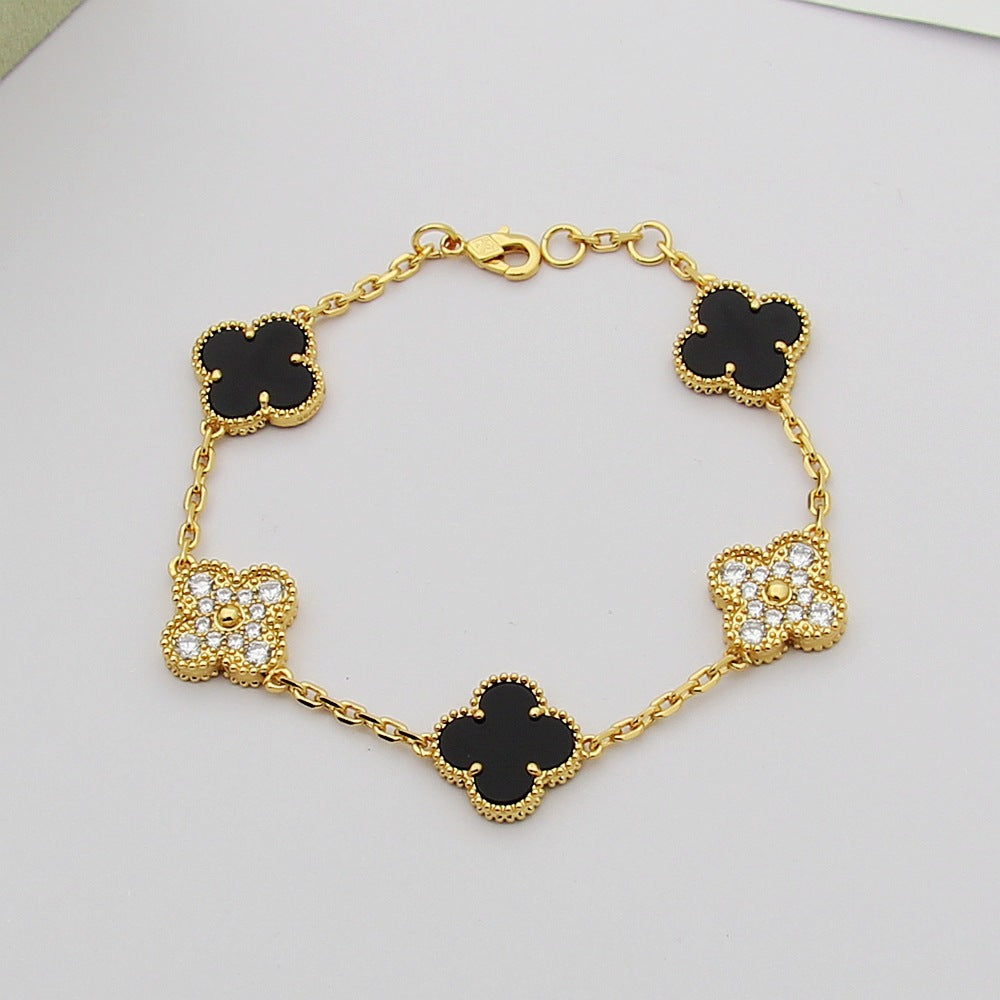 VEM32 Hot Sale Fashion 18k Akin Gold 4 Flowers Bracelet&bangle for Woman Size Jewelry Gift