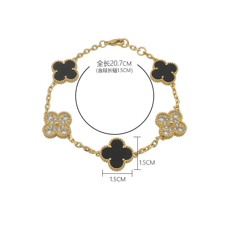 VEM32 Hot Sale Fashion 18k Akin Gold 4 Flowers Bracelet&bangle for Woman Size Jewelry Gift