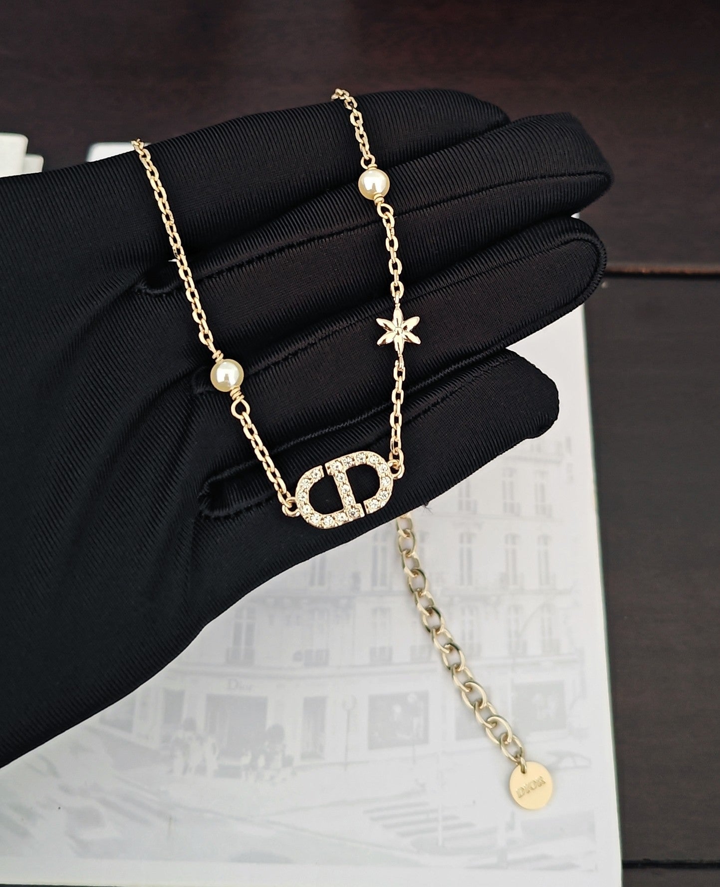 DEM287  New Arrive Fashion  with Diamond Stars Pearl  Necklce for Woman Brass Material Jewelry To Choose Gift