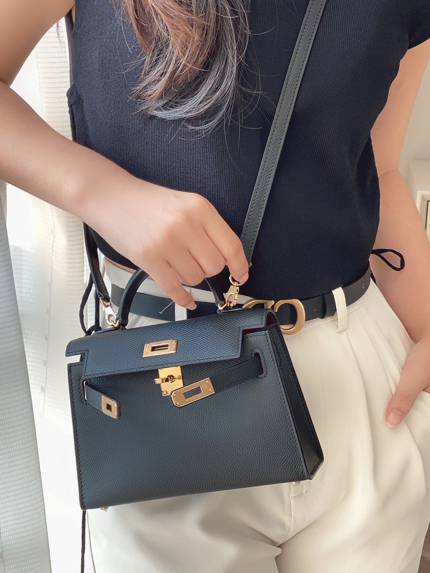 HEM91TOP Original Top-grade original single-layer leather New Genuine Leather Women's Crossbody Stewardess 19CM