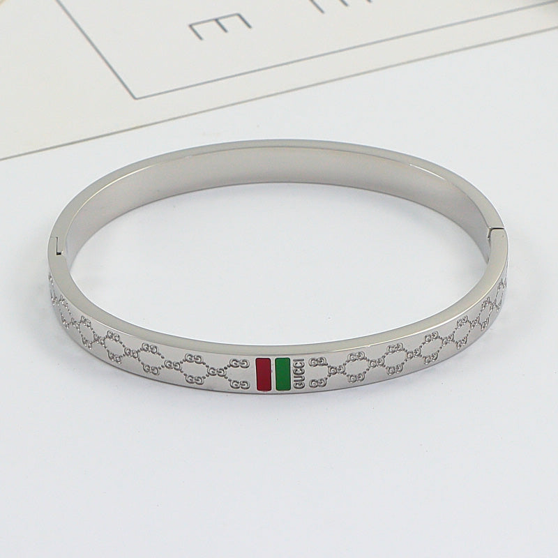 GEM120  New Arrive Titanium Steel  Bracelet for Women Couples Anel Cubic Zirconia Wedding Bands Bague Femme Not with Box