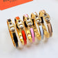 HEM75 Stainless Steel Wedding gold silver color Pig nose enamel bracelet bangle Bague Femme for woman gift