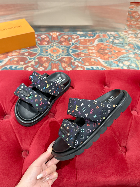 LEM454 Designer women Slippers sandals shoes for women mix color shoes high quality size 4.5cm