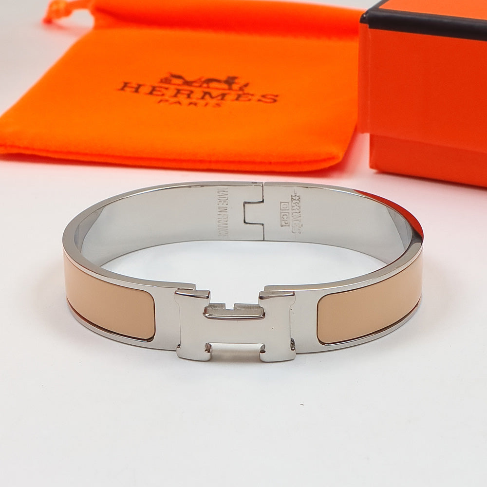 HEM78 Mini Kell  Stainless Steel Wholesale 18K Rose Gold Multi-color Gold Enamel Narrow-edge Bracelet in Milk Tea Color for Woman Gift