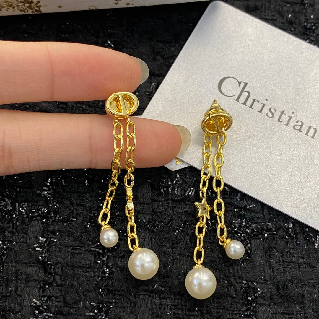 DEM243 New Arrive Fashion  Hot Sale  with Diamond Long Pearl Earring  for Woman Jewelry To Choose