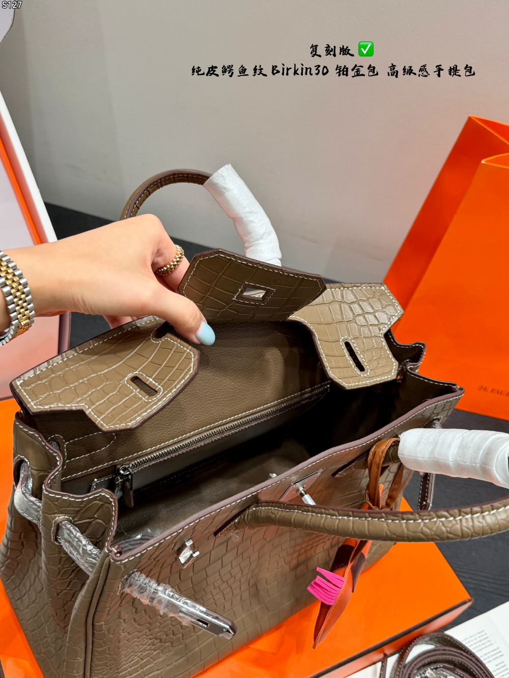 HEM128 New arrive fashion brown black white khaki pink color bag for woman beautiful gift to choose 30*24cm