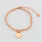 TEM26  Fashion  Stainless Steel Heart-shaped Pendant and Round Bead Bracelet Bangle Bague Femme for Woman Gift