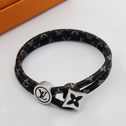 LEM449 New Arrive Fashion Open Flower Bracelet Metal Letter Wristband Bracelet Couple Accessories for Woman