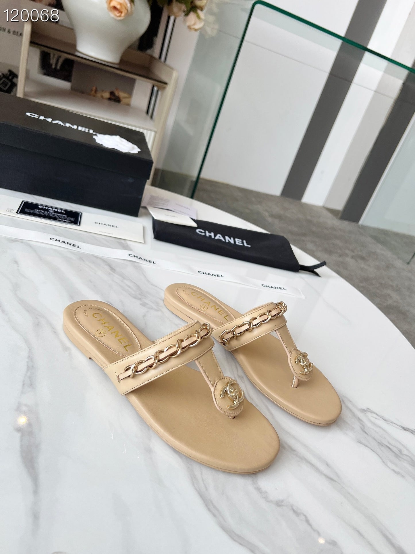 CEM171 Plus Size Open-Toe Pearl Flat for Women Summer Fashion Square Toe Solid Color Thick Sole Slippers