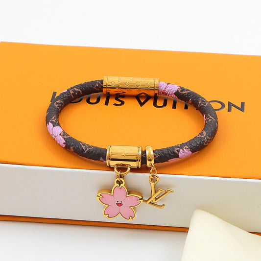 LEM323 Hot Sale Fashion Titanium Steel Bracelets and Leather Belts Wide Bracelet&bangle for Woman Size Jewelry Gift