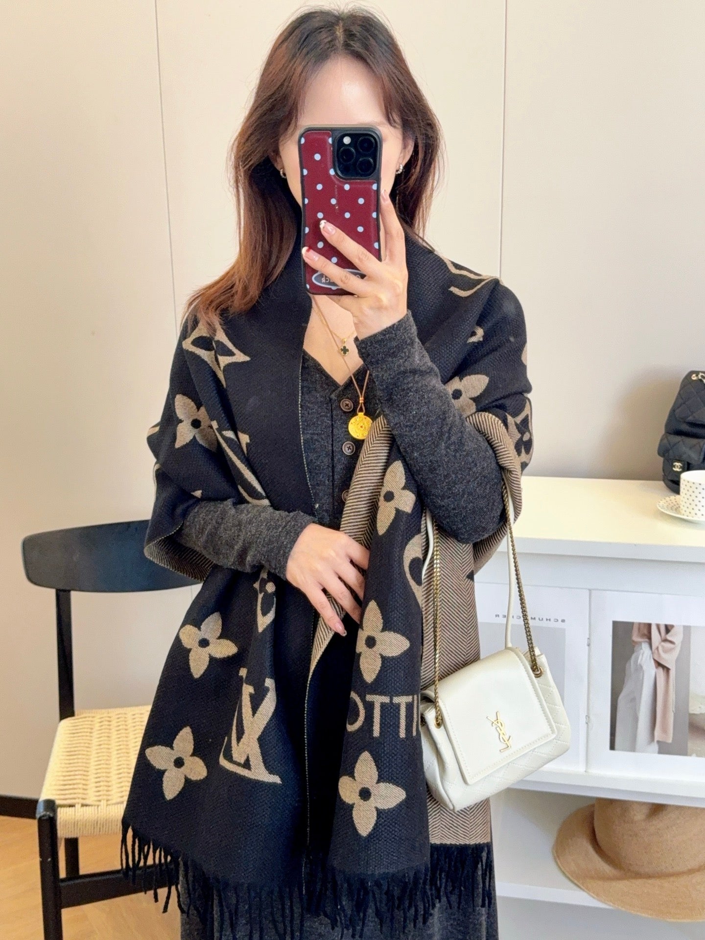 LEM284 Cashmere knitted scarf Women Man Designer Scarf fashion brand Cashmere Scarves For Winter Womens and mens Long Wraps Size 65*180cm gift