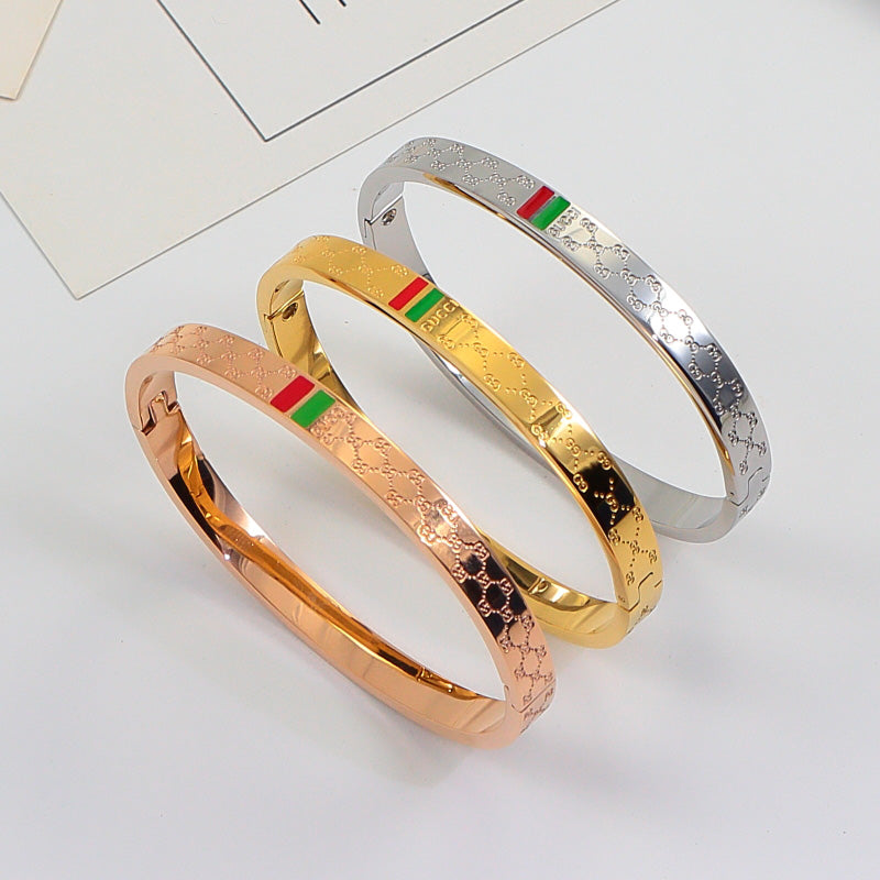 GEM120  New Arrive Titanium Steel  Bracelet for Women Couples Anel Cubic Zirconia Wedding Bands Bague Femme Not with Box