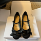 CEM298 New satin low-heeled Mary Jane shoes - Butterfly knot flat style fashionable and gentle women's shoes The color is exquisite and it is an excellent gift choice