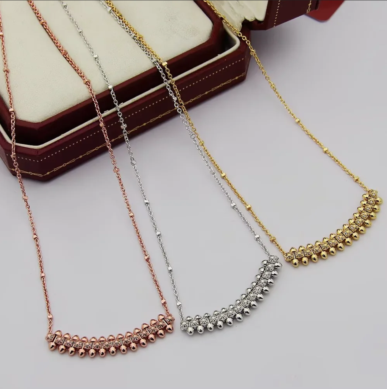 CREM223 Hot Sale Fashion Love Nail Necklace for Women Jewelry Couples Cubic Zirconia Wedding Necklace Bague Femme