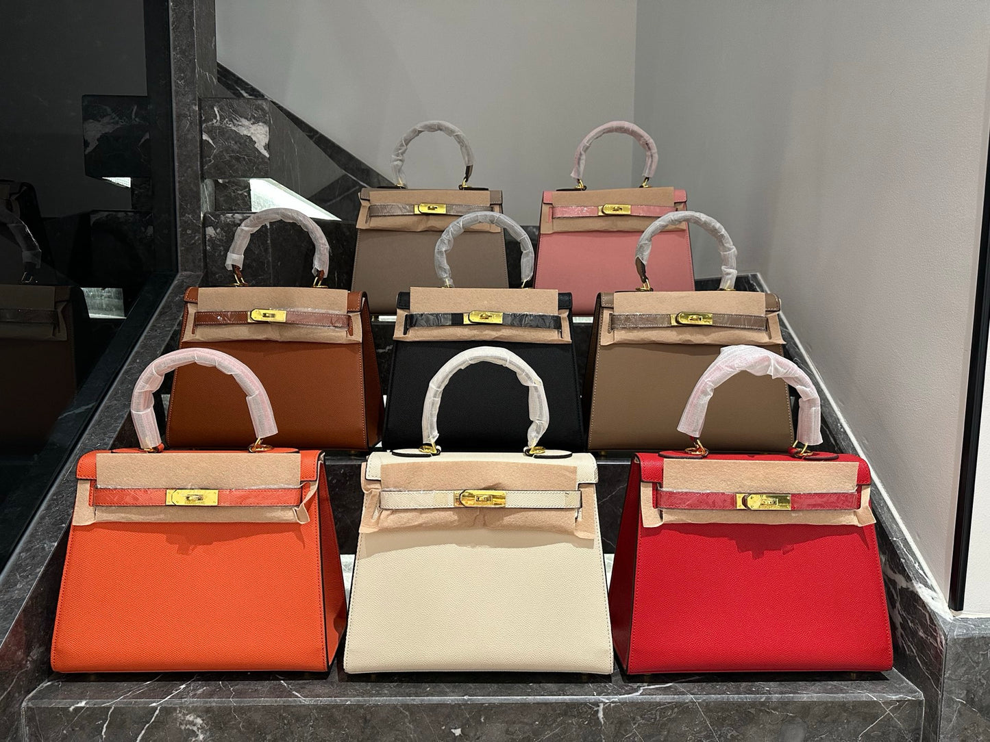 HEM96 designer Shoulder Bags New Handheld Solid Color High Quality Womens Bag Genuine Leather Crossbody Stewardess 25CM 28CM