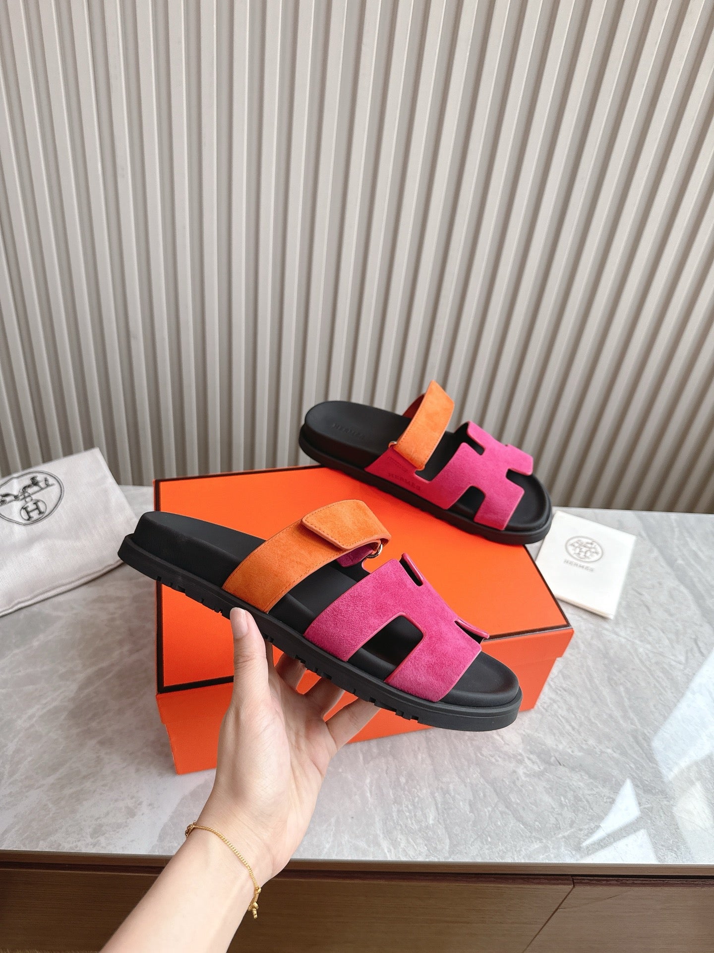 HEM101 Designer women Slippers sandals shoes for women mix color shoes high quality size 35 to 42