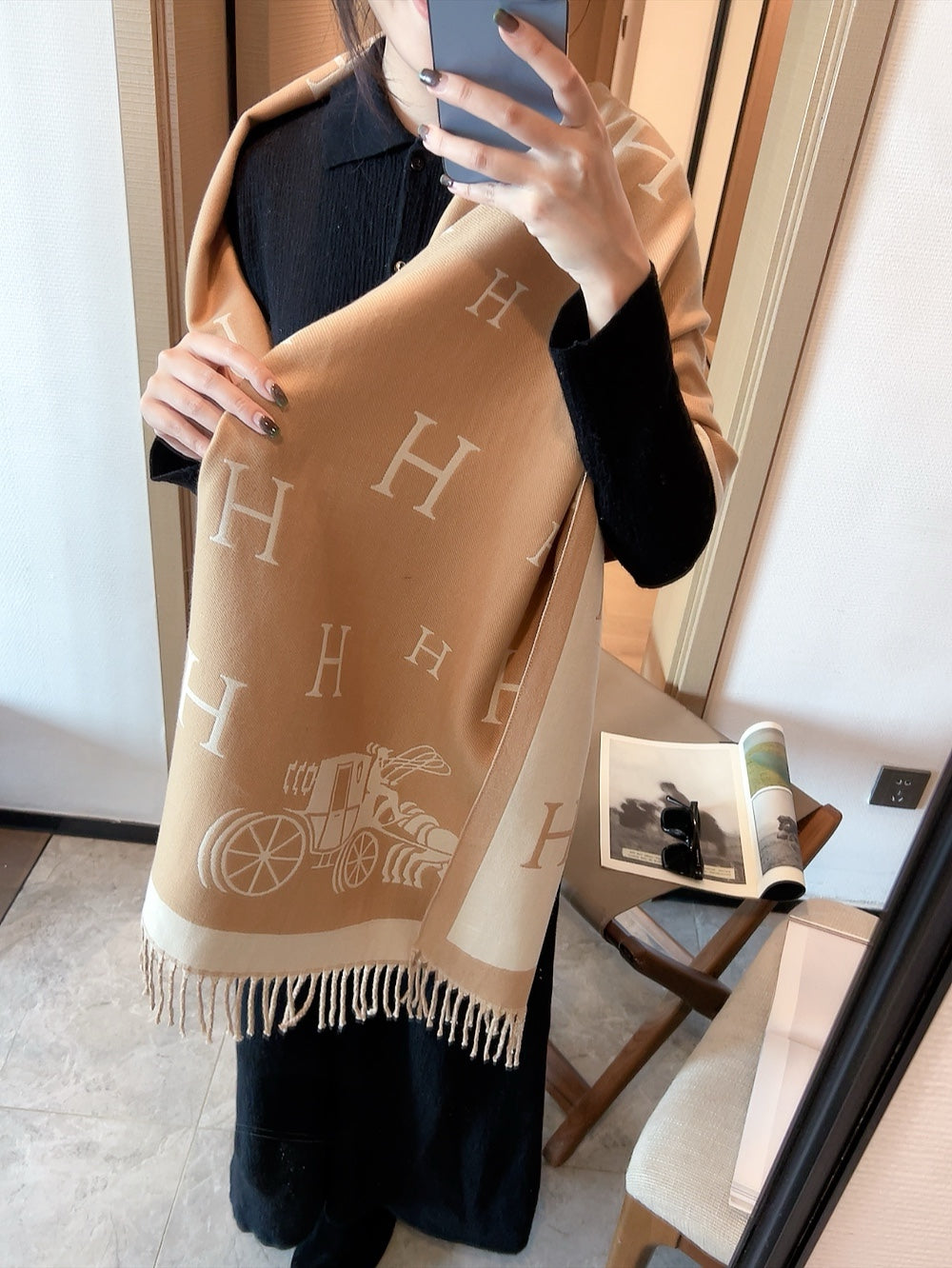 HEM68 Winter Scarf Pashmina For Designers warm Scarfs Fashion Classic Women Designer Brand Cashmere Winter Scarf Wrap 180cm scarf for women Size 65*180CM