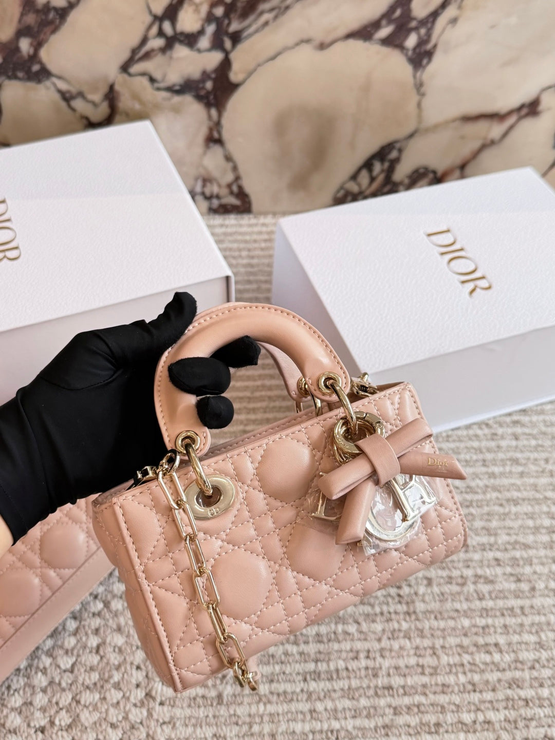 DEM302 New Designer Classic diamond-patterned bow handbag black white pink color women bag