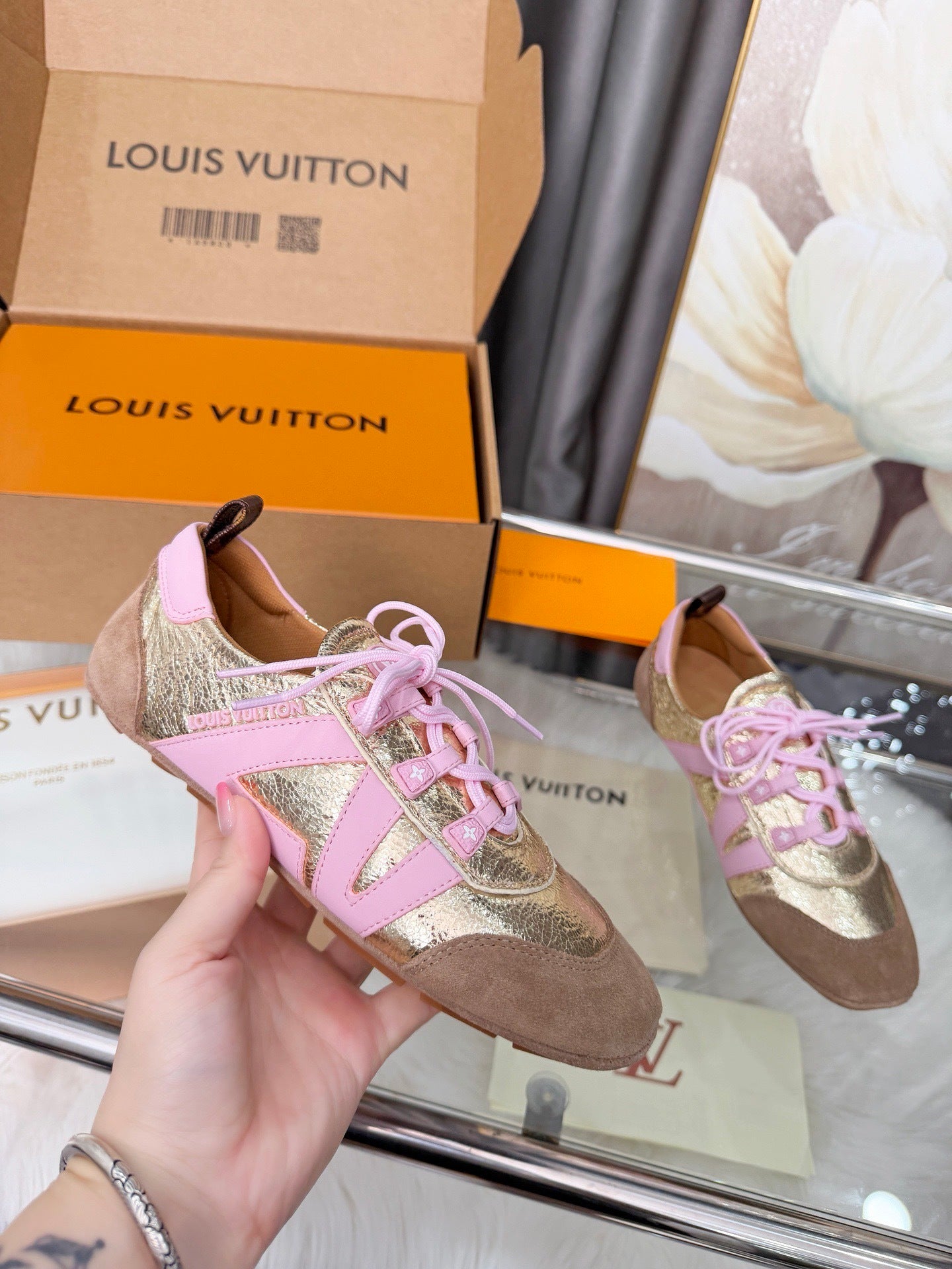 LEM381 Designer Shoes trainer women Sneakers shoes for women pink brown green color high quality size 35 to 41