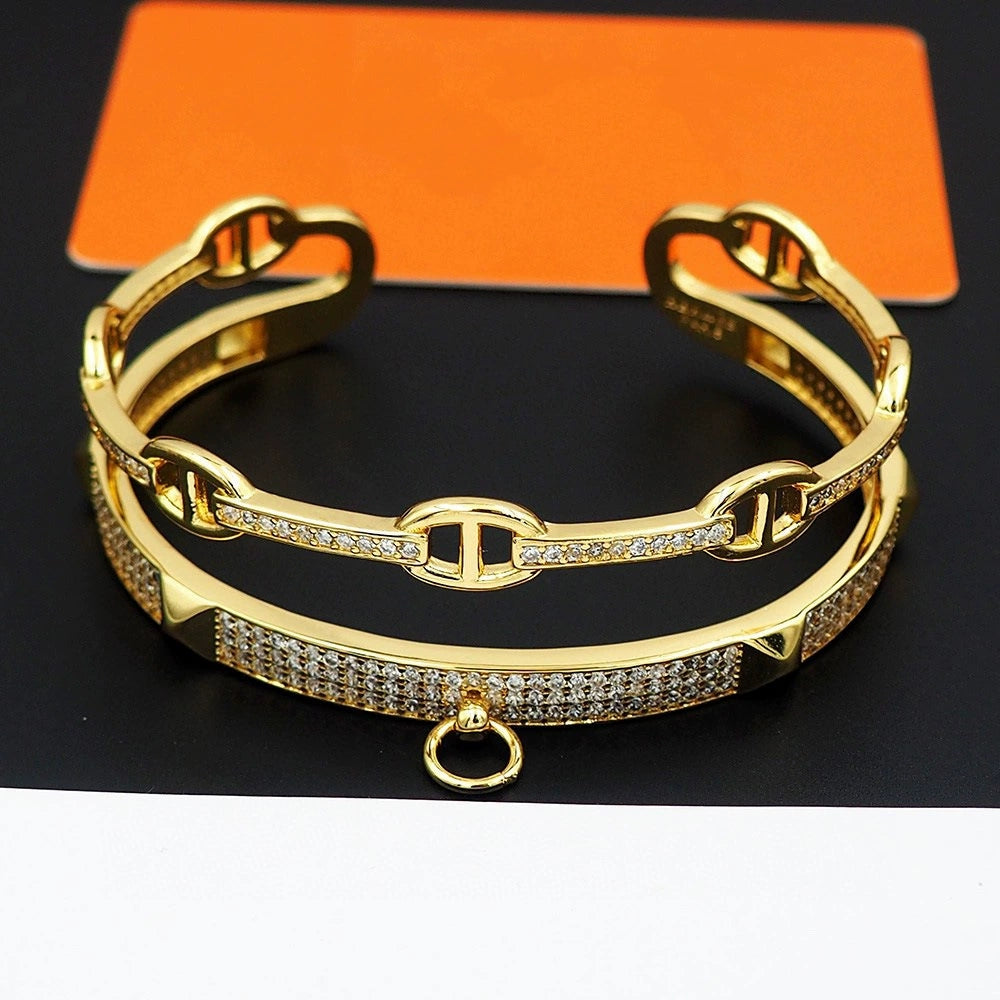 HEM70 Designer bracelets classic simple fashion love family H letter titanium steel cuff bracelet unisex luxury bracelet