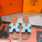 HEM107 New arrive fashion blue and black color H shose for woman beautiful Slippers gift to choose