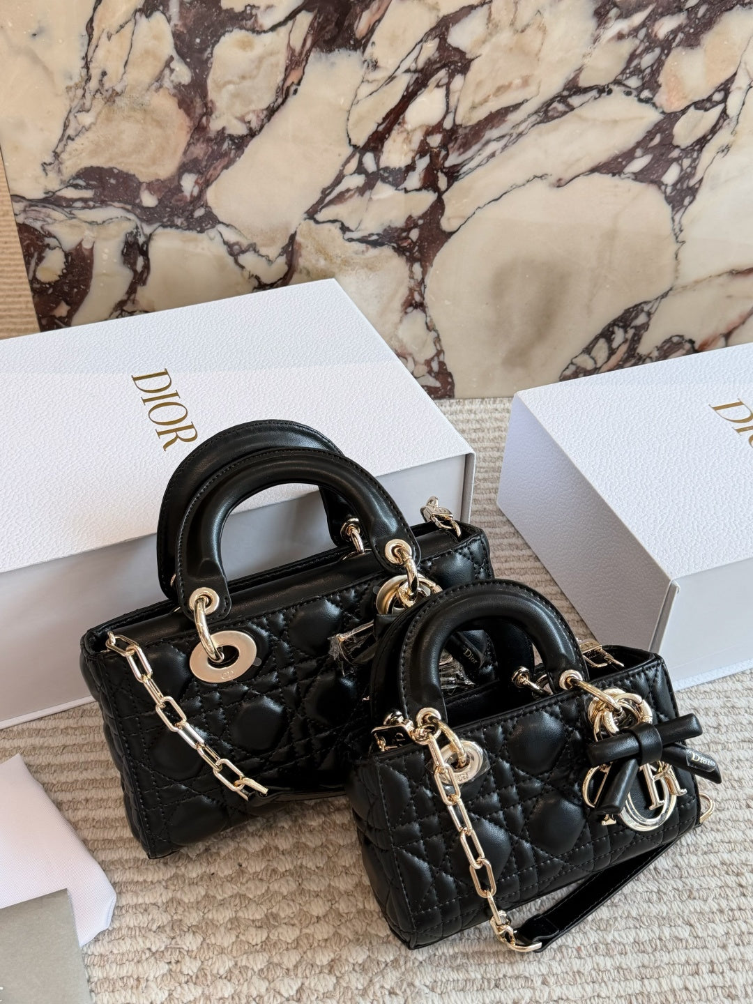 DEM302 New Designer Classic diamond-patterned bow handbag black white pink color women bag