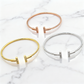 TEM39 New Fashion Titanium Steel T Bracelet Bangle for Women Gift Couples Cubic Zirconia Wedding Gift