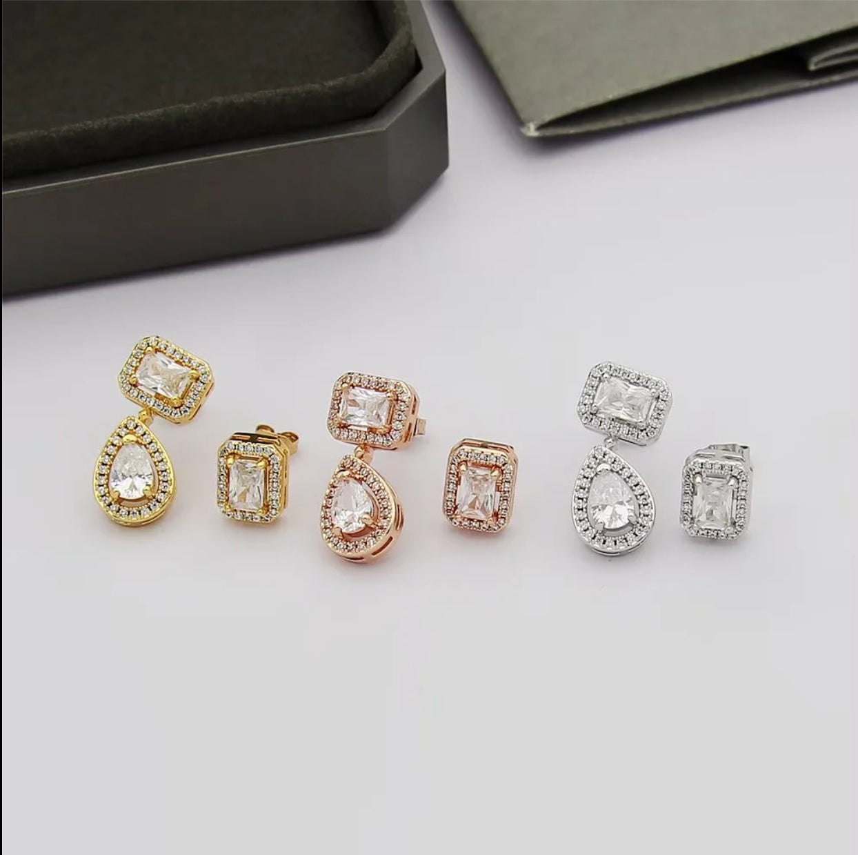 MEM16 New Full Diamond  Stud Earring Designer 18K Gold Stud Earring  Women  Love Promise Jewelry
