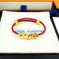 LEM389  New Fashion Open Flower Red Bracelet Metal Letter Wristband Bracelet Couple Accessories for Woman