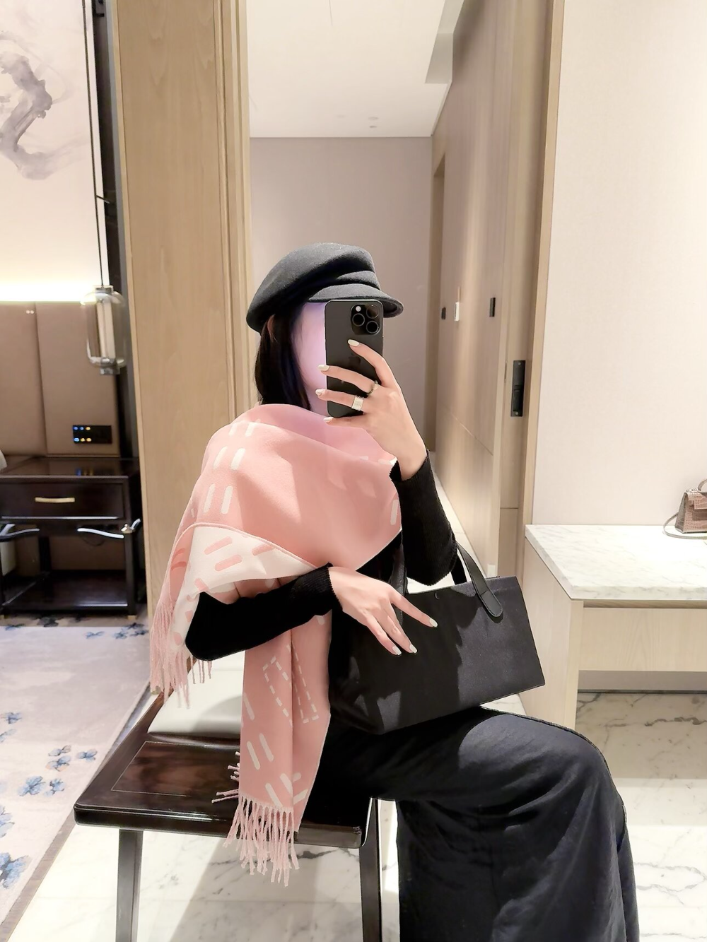FEM29 new arrive  Hot sale black pink color fashion beautiful  scarf  for woman gift  to choose size 45*210cm
