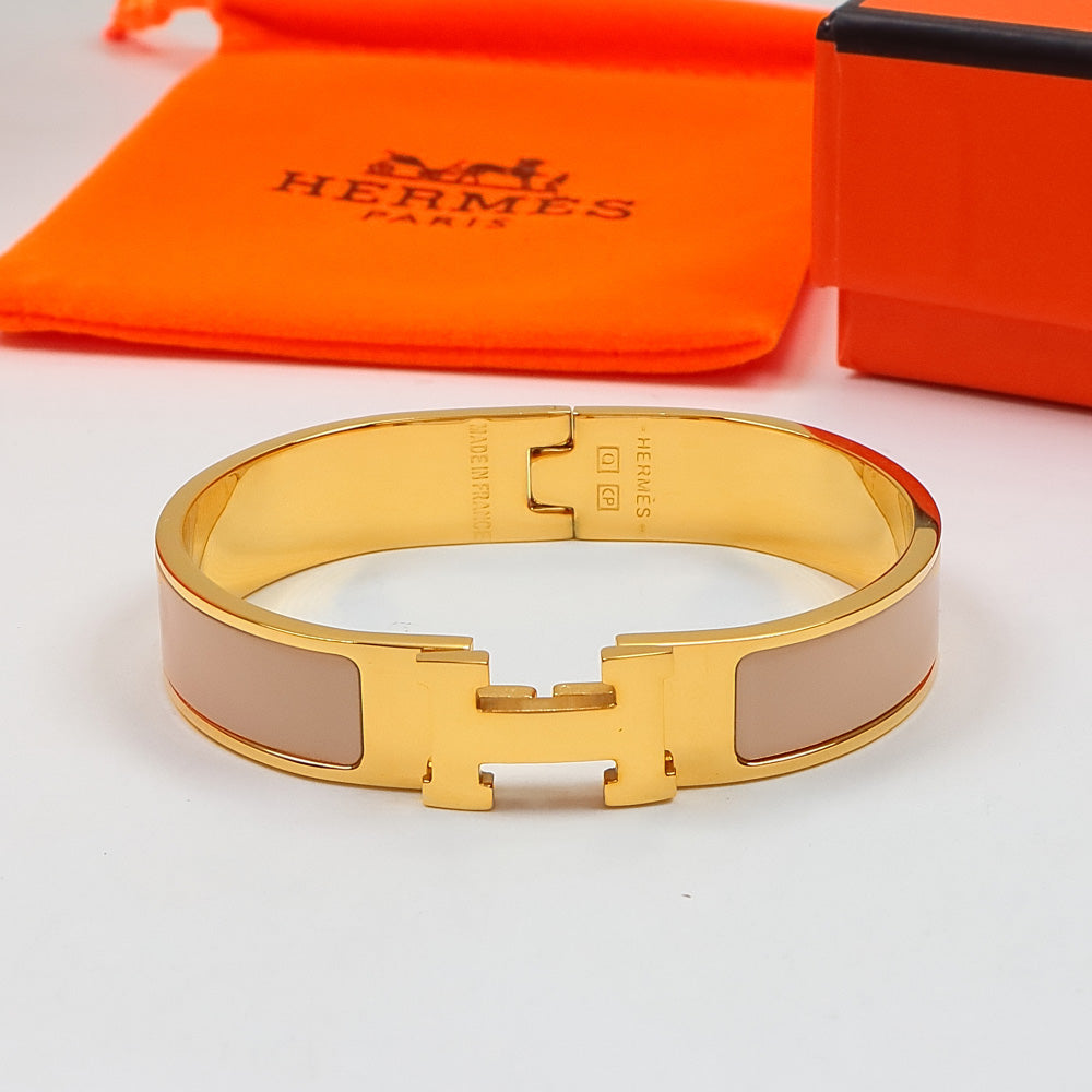 HEM78 Mini Kell  Stainless Steel Wholesale 18K Rose Gold Multi-color Gold Enamel Narrow-edge Bracelet in Milk Tea Color for Woman Gift