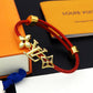 LEM389  New Fashion Open Flower Red Bracelet Metal Letter Wristband Bracelet Couple Accessories for Woman